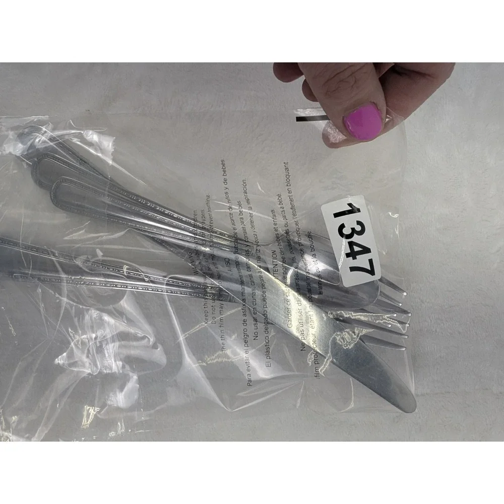 Pfaltzgraff 18/0 Flatware Lot Of Stainless Steel Forks Knives‎ Spoon Dotted